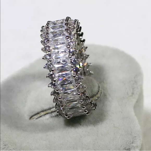 18k White Fold Filled CZ Ring - Picture 5 of 6